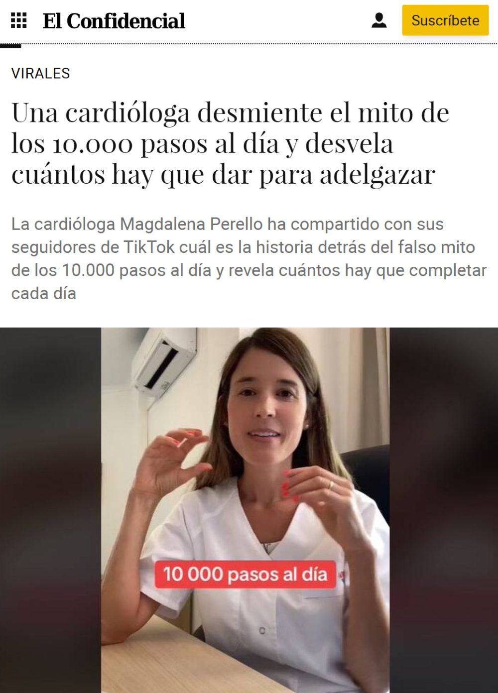 Una cardióloga desmiente que hagan falta 10.000 pasos al día para obtener beneficios significativos.