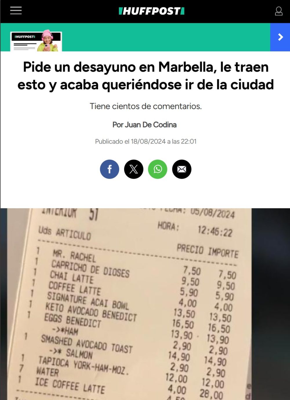 Pide un desayuno en marbella y acaba queriéndose ir de la ciudad.