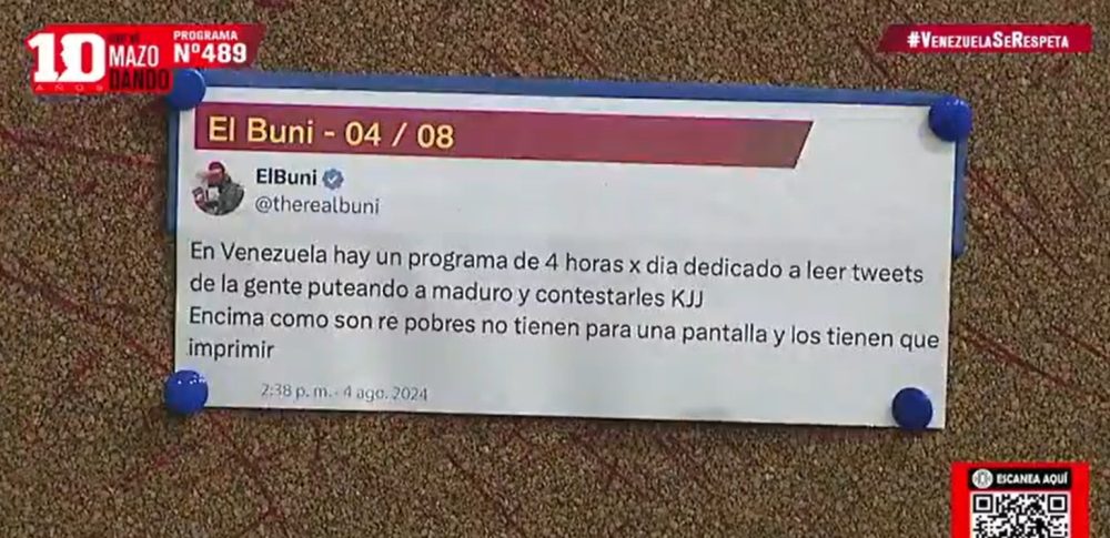 Sabes que te has pasado Twitter cuando el régimen de Maduro te apunta en su programa de criticar tuits, con un tuit en el que criticas su programa, y encima te dan la razón.
