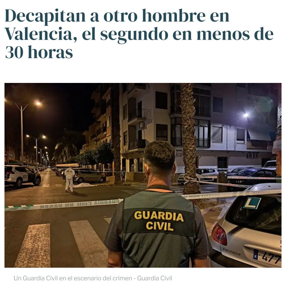 Segunda dеcapіtación en Valencia en menos de 30h. No hay ningún detenido, ni sospechoso.