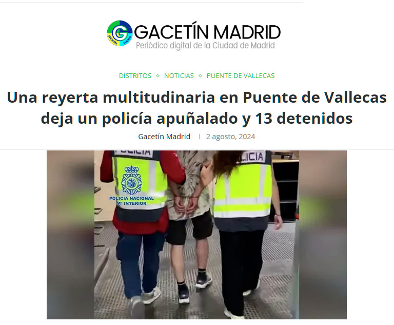 Una señora apuñaIa a un policía en Puente de Vallecas.