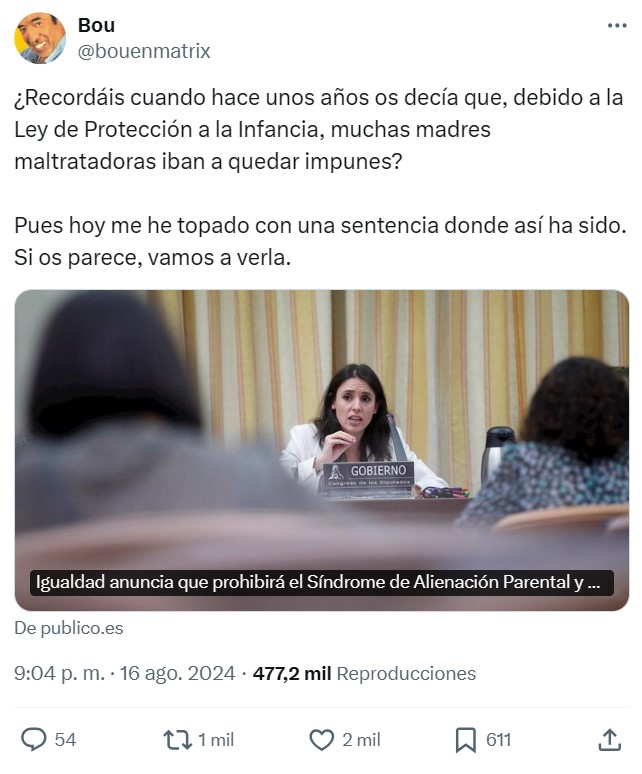 Y así es cómo gracias a una infame ley, mujeres maltratadoras quedan IMPUNES.