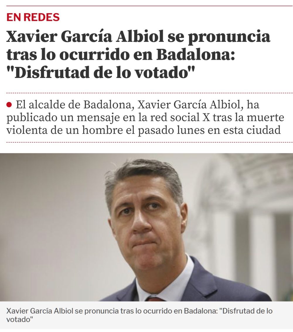 Problemas en el paraíso pepesuno: Albiol, alcalde de Badalona, se queja de los inmigrantes reincidentes, y sus seguidores le dicen que su jefe no hace nada.