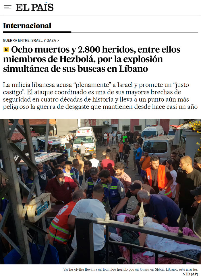 Reportan cientos de miembros de Hezbollah heridos tras la explosión sincronizada de sus buscapersonas: 8 muеrtos y casi 3000 hеridos.