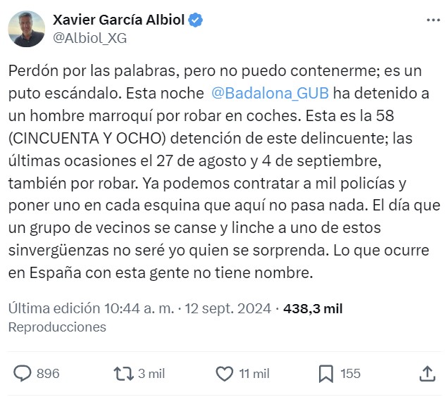 "El nuevo mensaje xenófobo de Albiol".