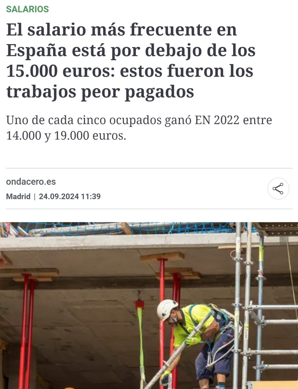 "El salario más frecuente es ahora el salario mínimo, pero es una mejora. ¡Que no te engañen!"