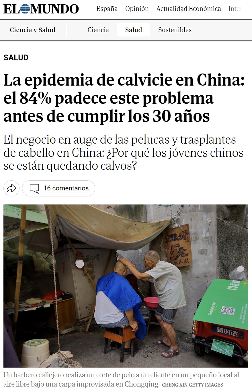 China sufre una epidemia de calvicie infernal.