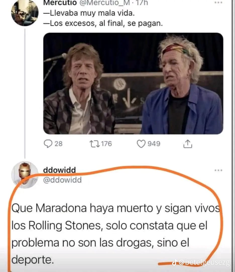 Si Maradona ha muerto pero los Rolling Stones siguen vivos...