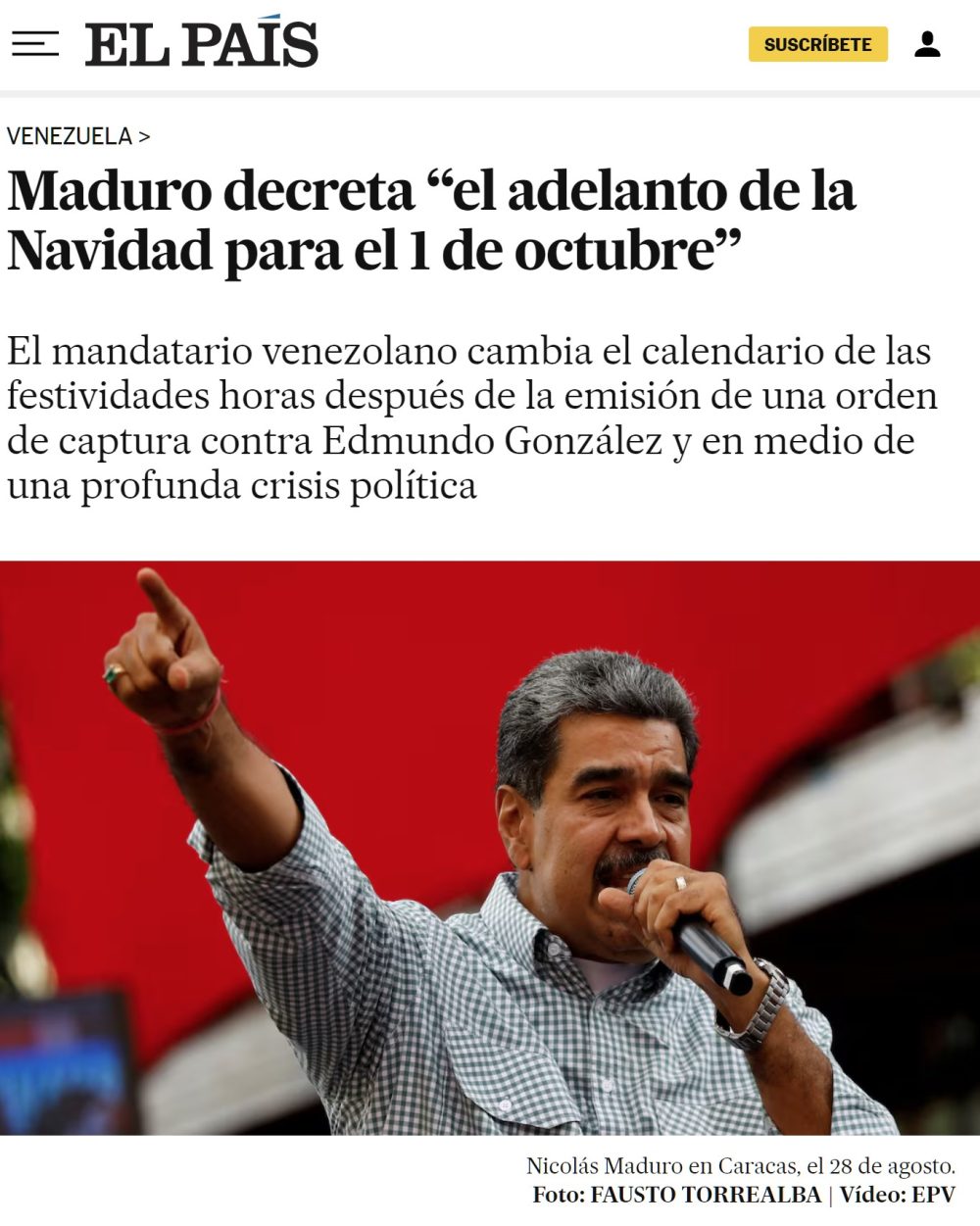 El dictador Nicolás Maduro decreta que la Navidad empiece el 1º de octubre "para homenajear al pueblo combativo".
