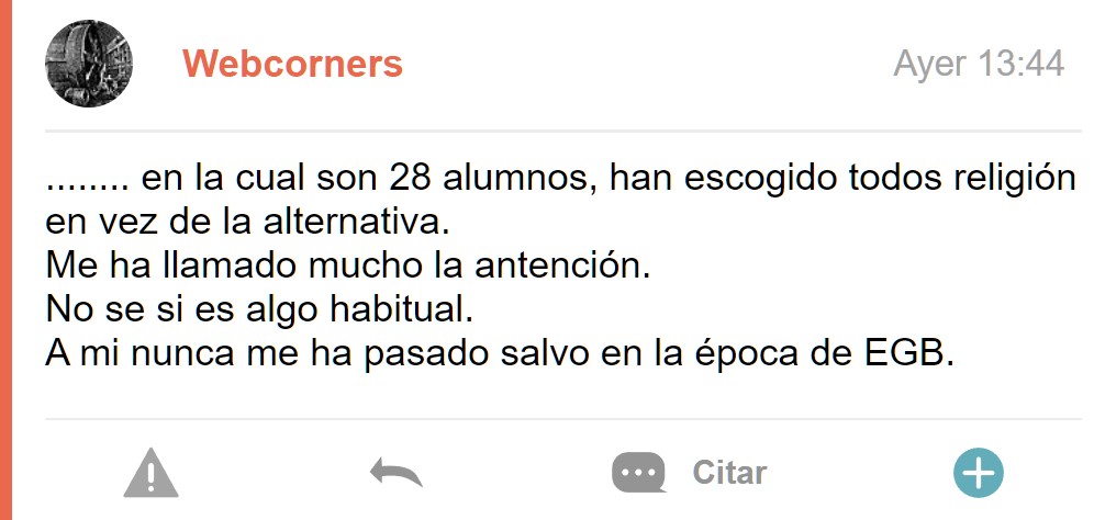 En pleno 2024 hay aulas con todos los alumnos apuntados a religión.
