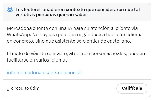 Ameba infrainteligente habla con el bot del Mercadona y cree que es una persona real.