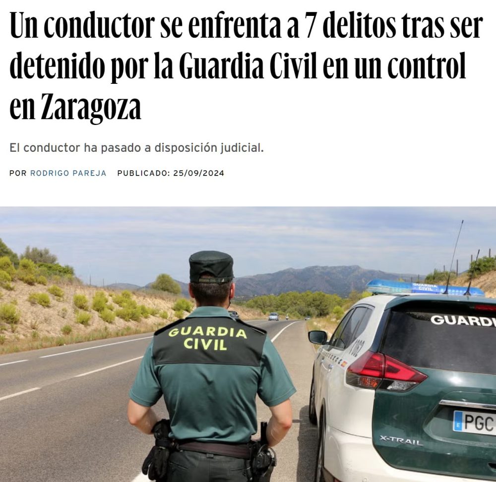Parece que ultimamente hay una encarnizada competición por ver quién suma más delitos en un control de carretera.