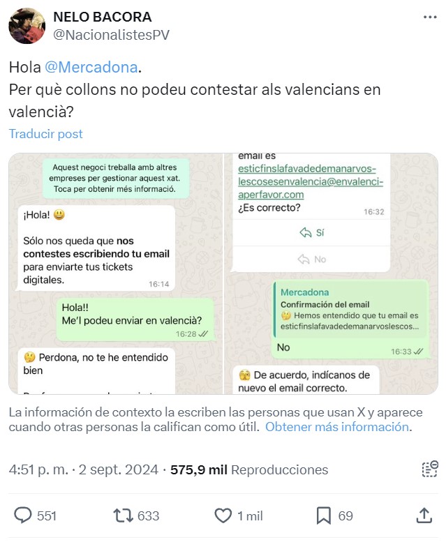 Ameba infrainteligente habla con el bot del Mercadona y cree que es una persona real.