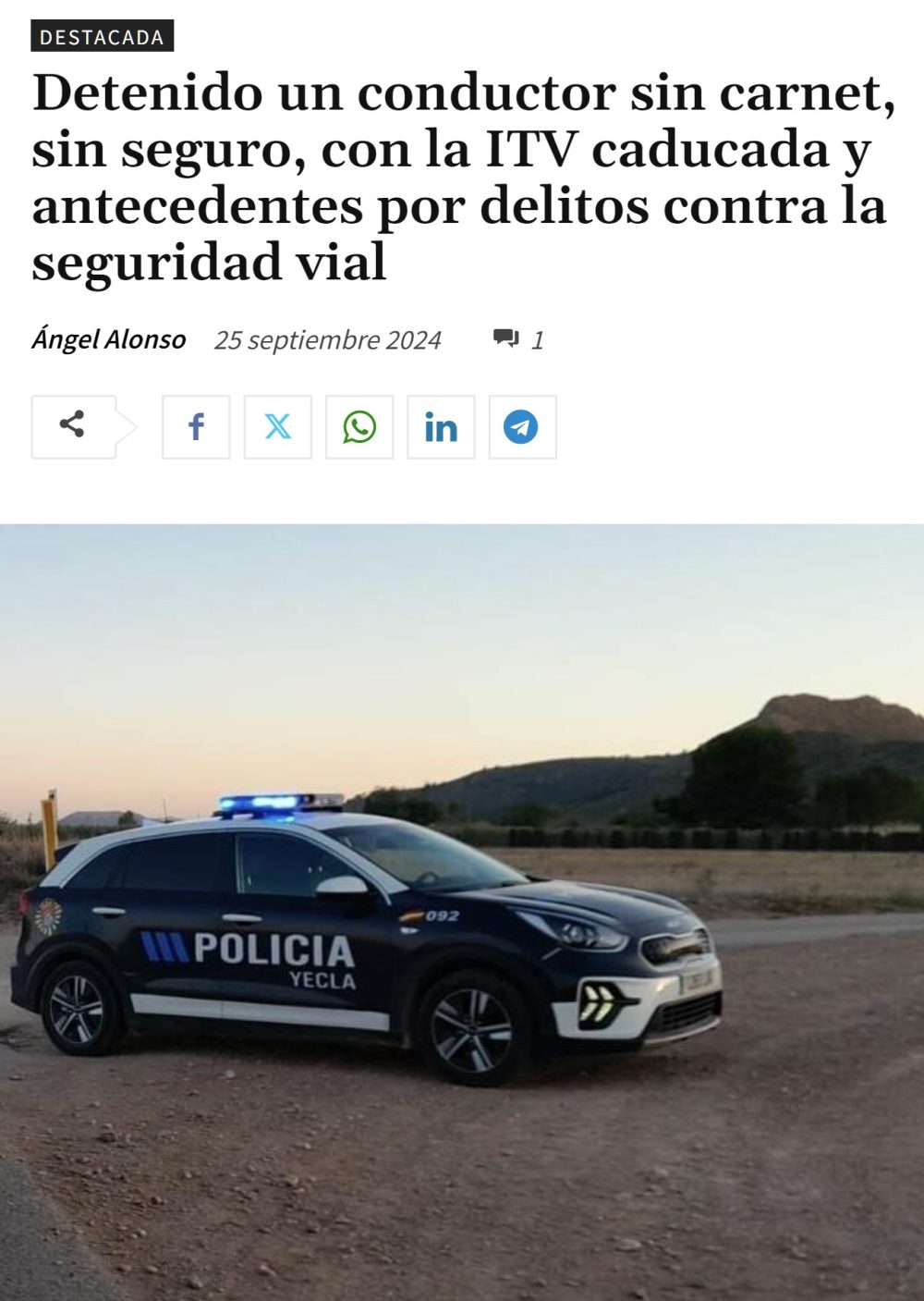 Parece que ultimamente hay una encarnizada competición por ver quién suma más delitos en un control de carretera.