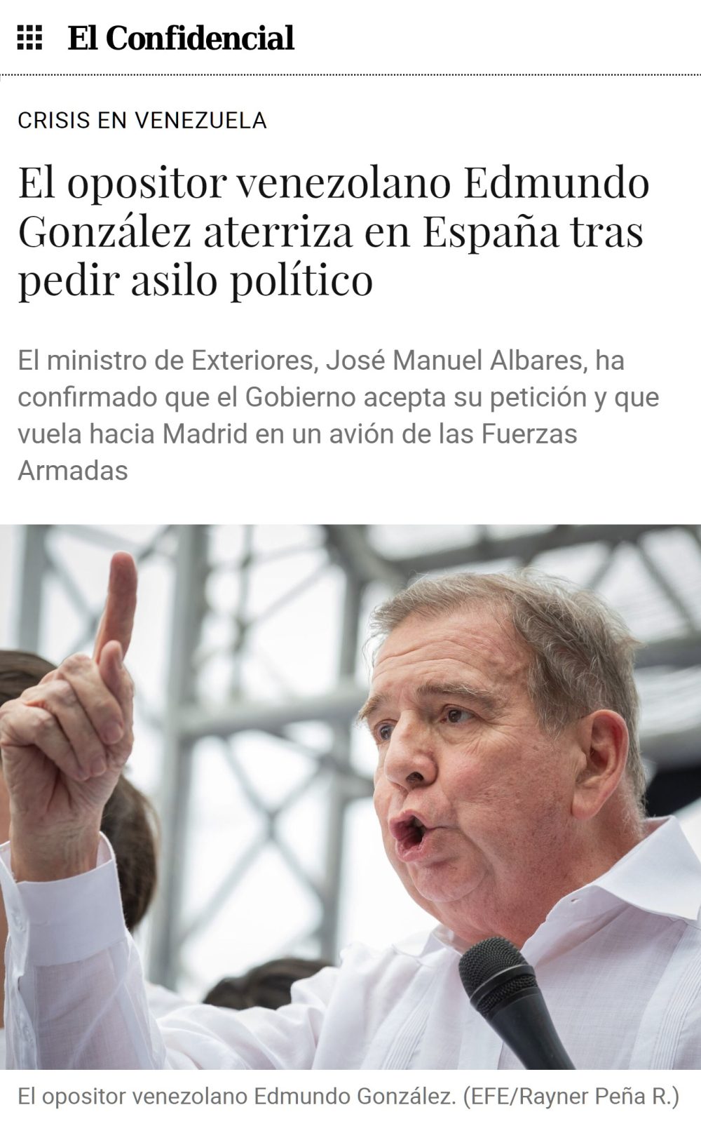Edmundo González, ganador de las elecciones venezolanas, aterriza en España tras ser aceptada su petición de asilo político.