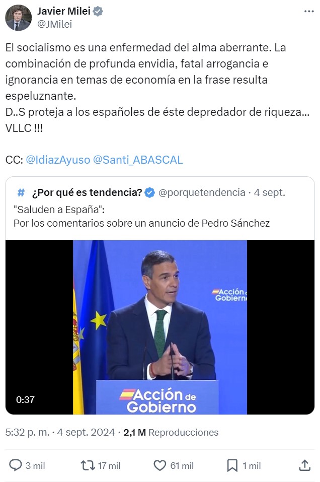 Los pasos hacia el socialismo rancio que está dando Pdro Snchz están provocando que se den pasos también en otros frentes.