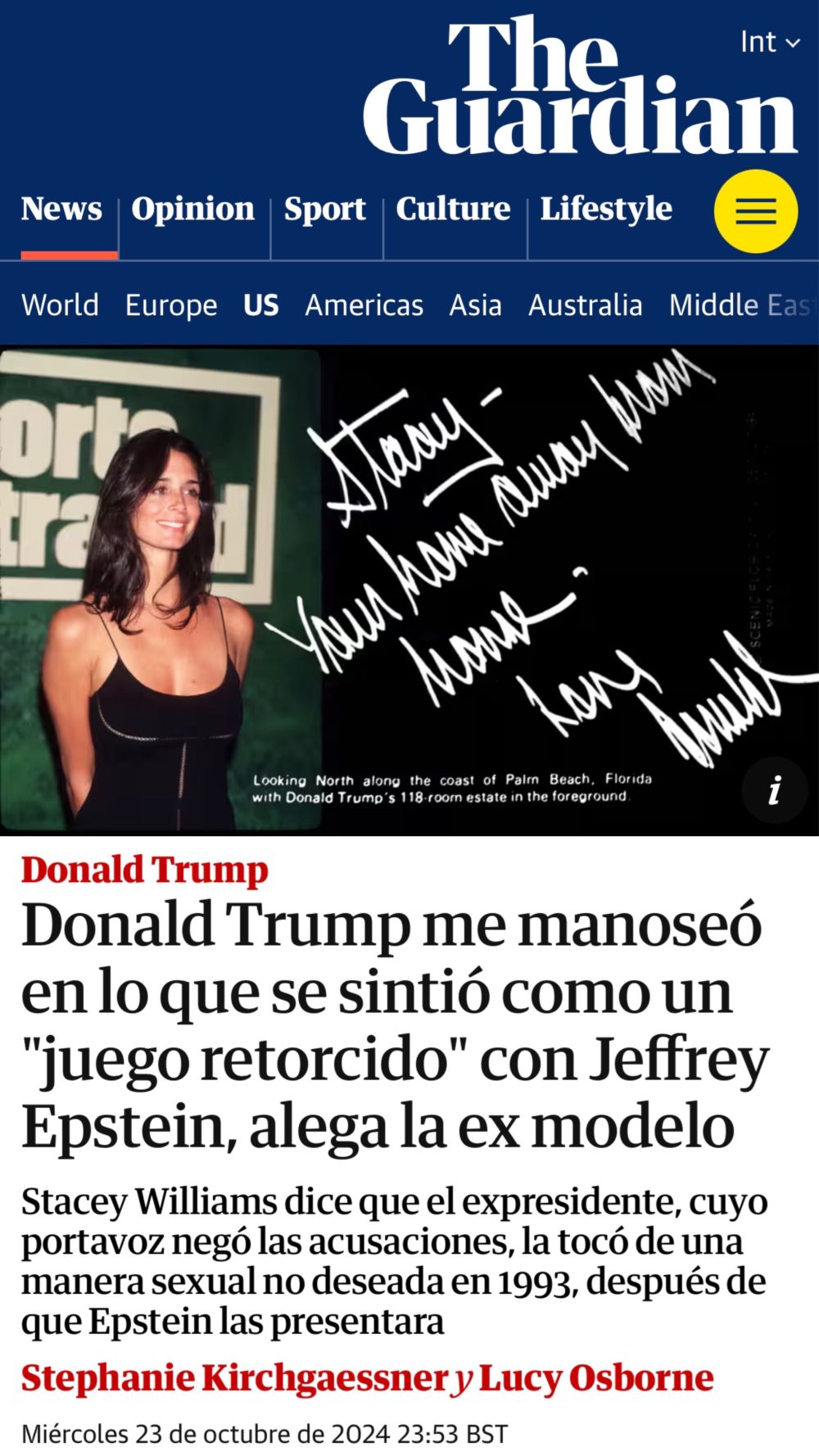 Pirueta de última hora para asociar a Trump con Epstein y embarrar todo a 12 días de las elecciones.