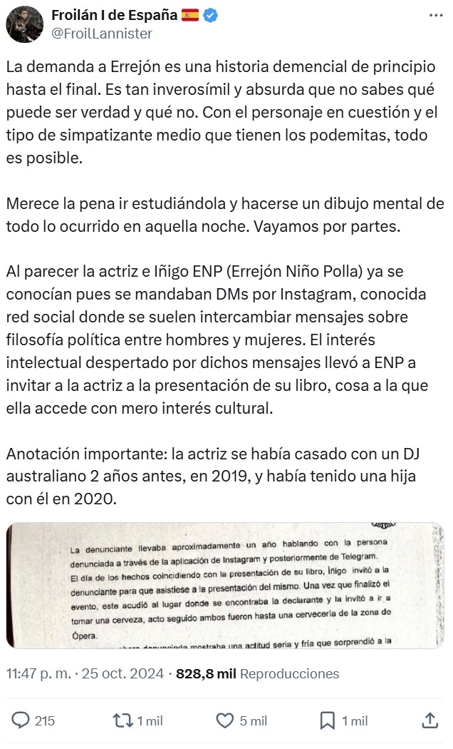 La demanda a Errejón es una historia demencial.