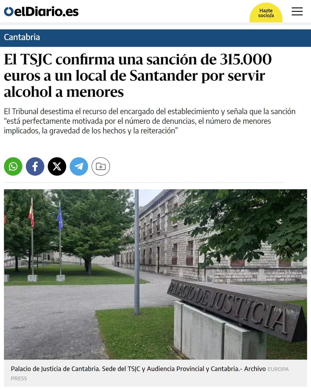 Multa de 315.000 euros (y cierre de un año) para un local de Santander que vendía alcohol a mеnorеs.