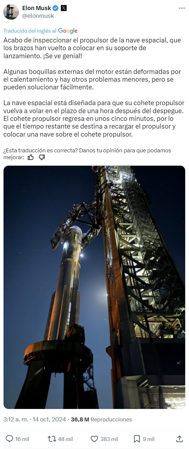 Space X publica la onboard del rescate del Super Heavy.