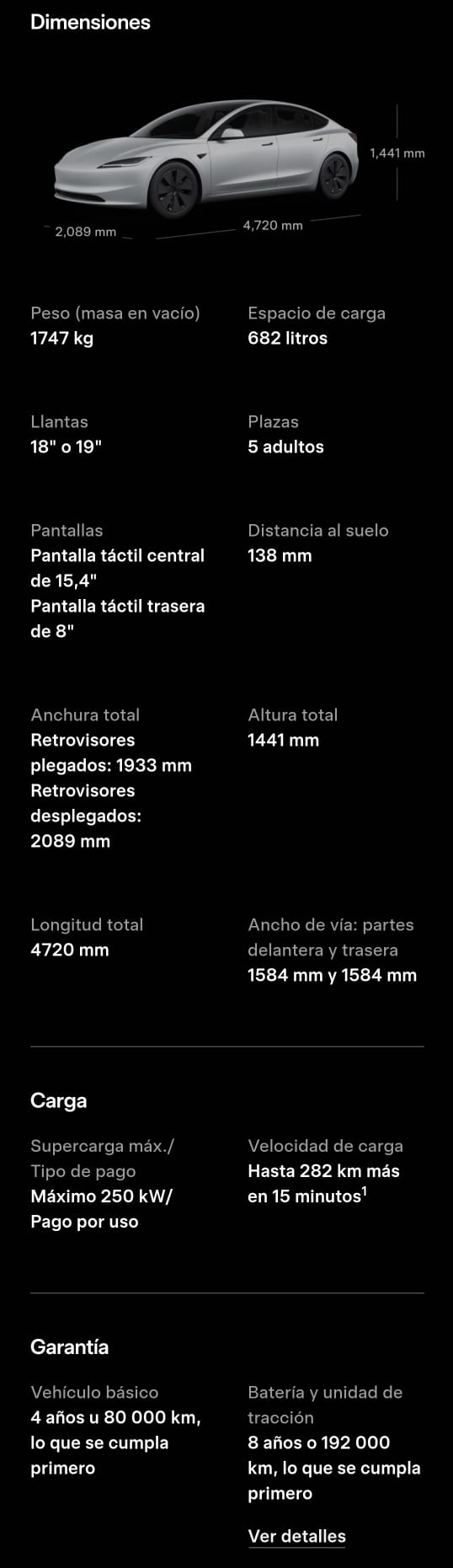 Tesla pone a la venta el Model 3 gran autonomía con tracción trasera y 702km de autonomía WLTP por 44.760€.