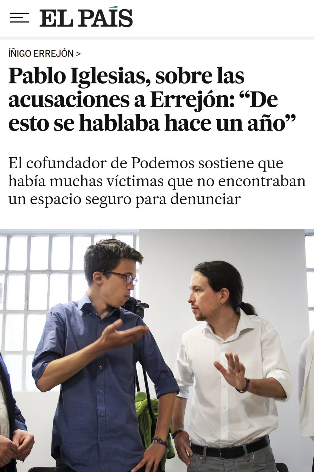Pablo Iglesias sabía lo de Errejón hace un año pero no dijo nada porque patata.