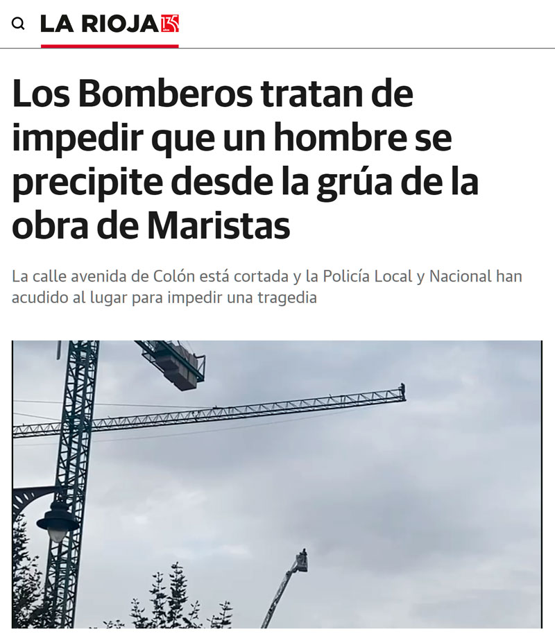 Un hombre se ha subido a lo alto de una grúa en Logroño.