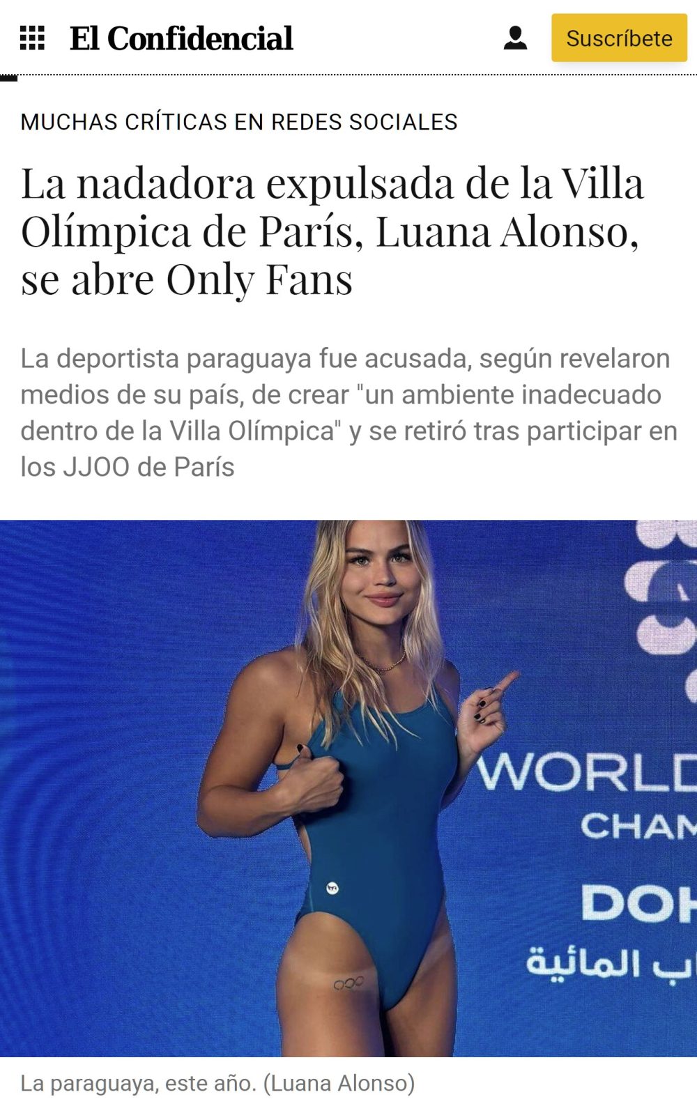La nadadora expulsada de las Olimpiadas de París se abre onIyfans.