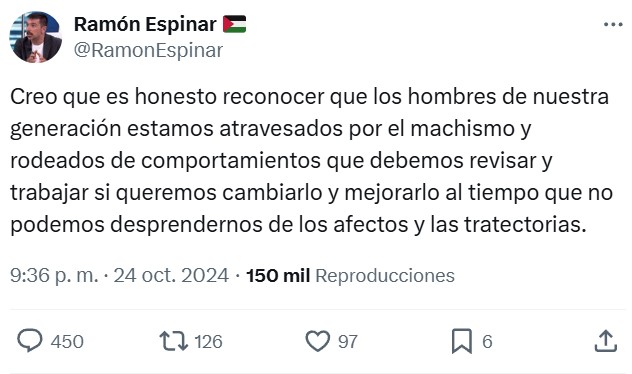 El nuevo pecado original es haber nacido hombre.