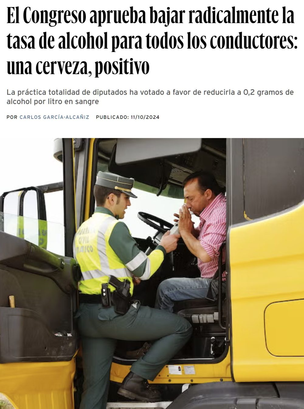 Cuidado con respirar mientras te echas colonia, el congreso ha aprobado reducir la tasa máxima de alcoholemia a una cantidad diminuta.