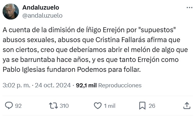 Cero dudas que Pablo Iglesias y Errejón fundaron Podemos para foIIar.