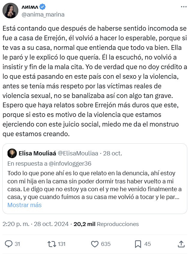 Aída Nízar denuncia a Errejón en comisaría.