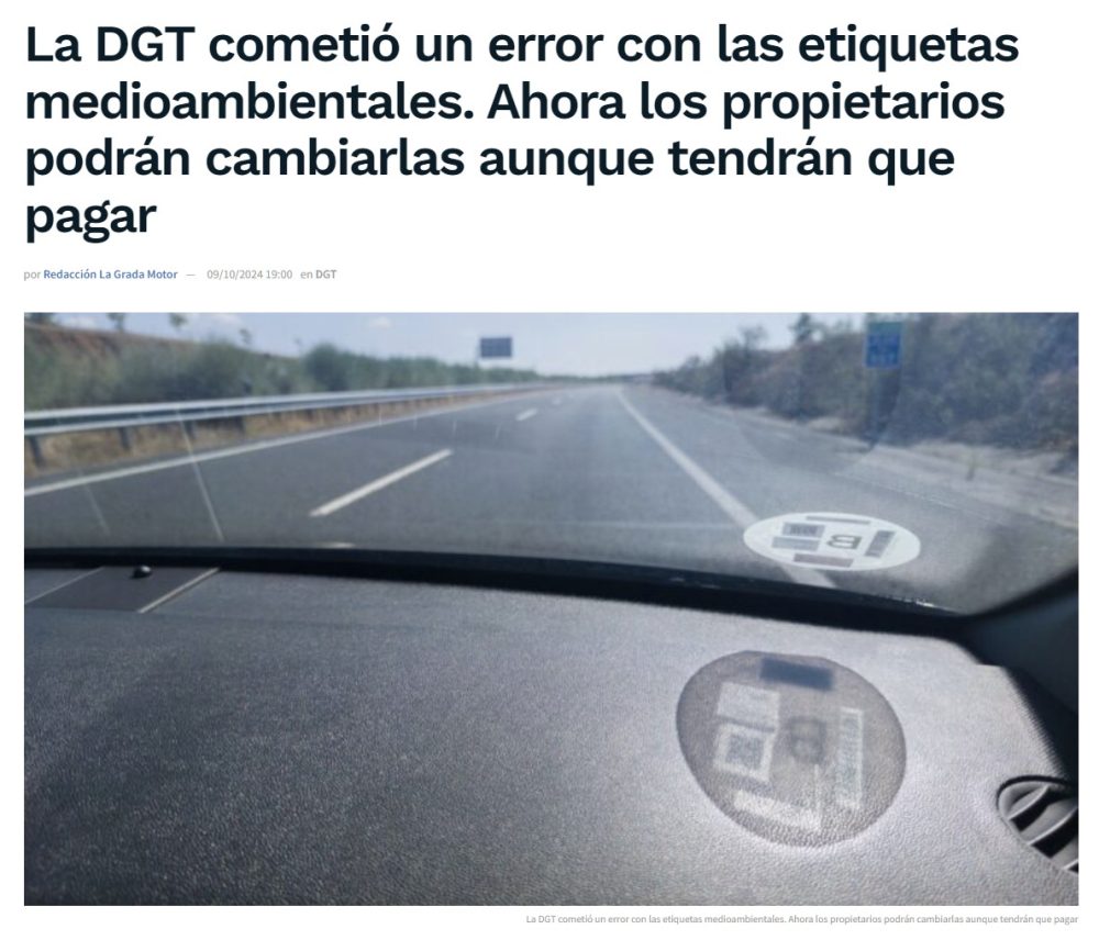 La DGT cometió un error con las etiquetas medioambientales y pretende que... LO PAGUES TÚ.