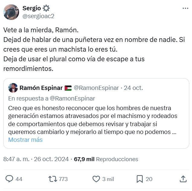 El nuevo pecado original es haber nacido hombre.