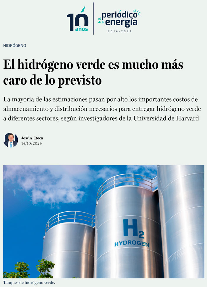 El hidrógeno verde es... caro.