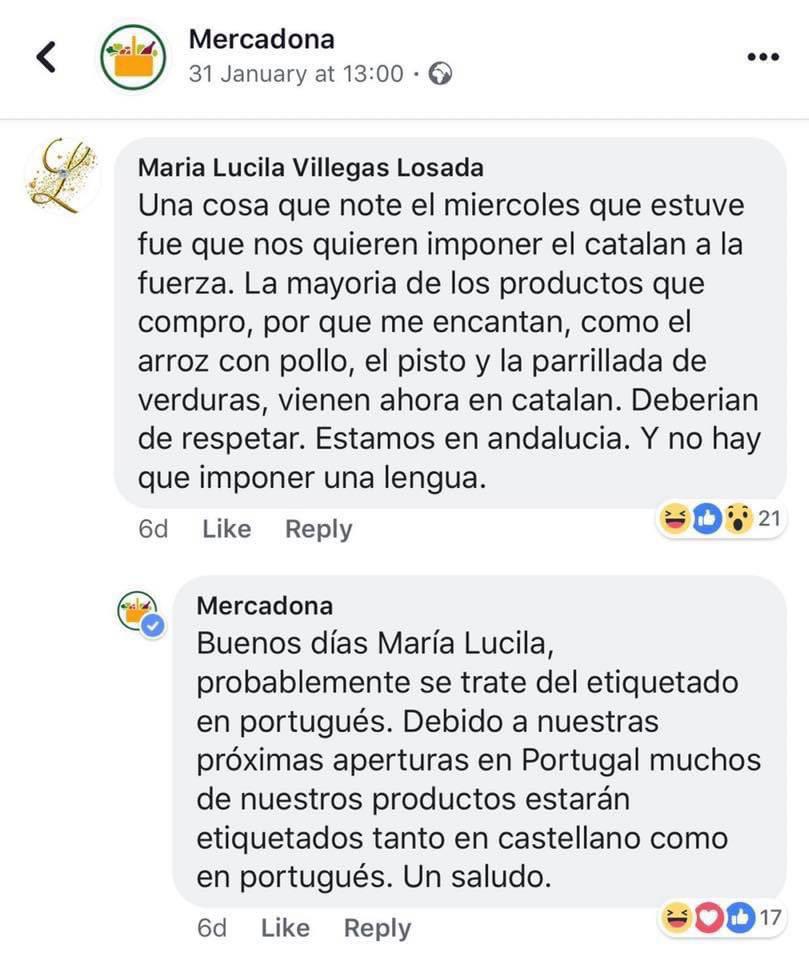 Maldito Mercadona que nos quiere meter el catalán a la fuerza...