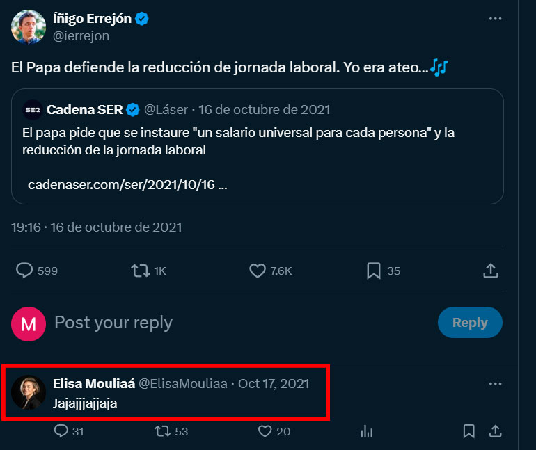 Elisa Mouliaá dice que los hechos ocurrieron una noche de septiembre de 2021.