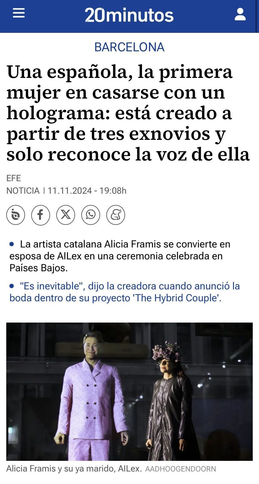 La primera persona en casarse con un holograma es una mujer española.