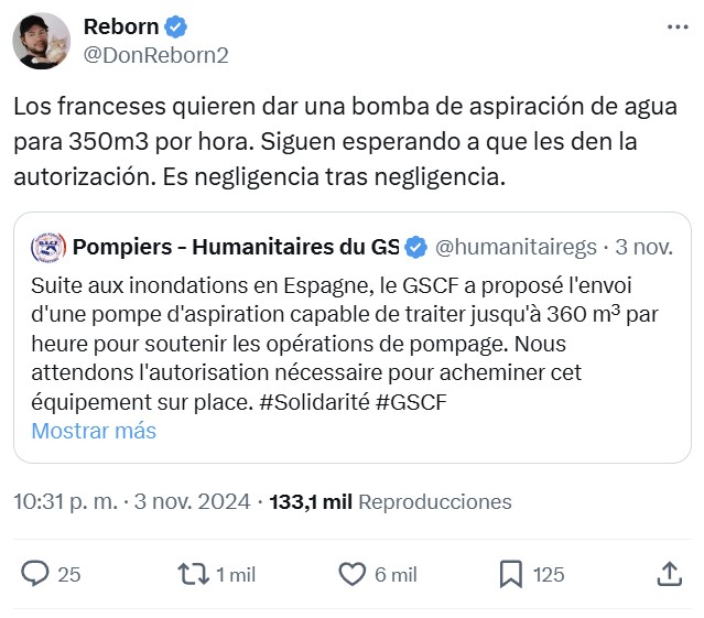 Los bomberos franceses se vuelven a encontrar con un muro burocrático: no les dejan llevar una bomba de achique para continuar con sus labores.