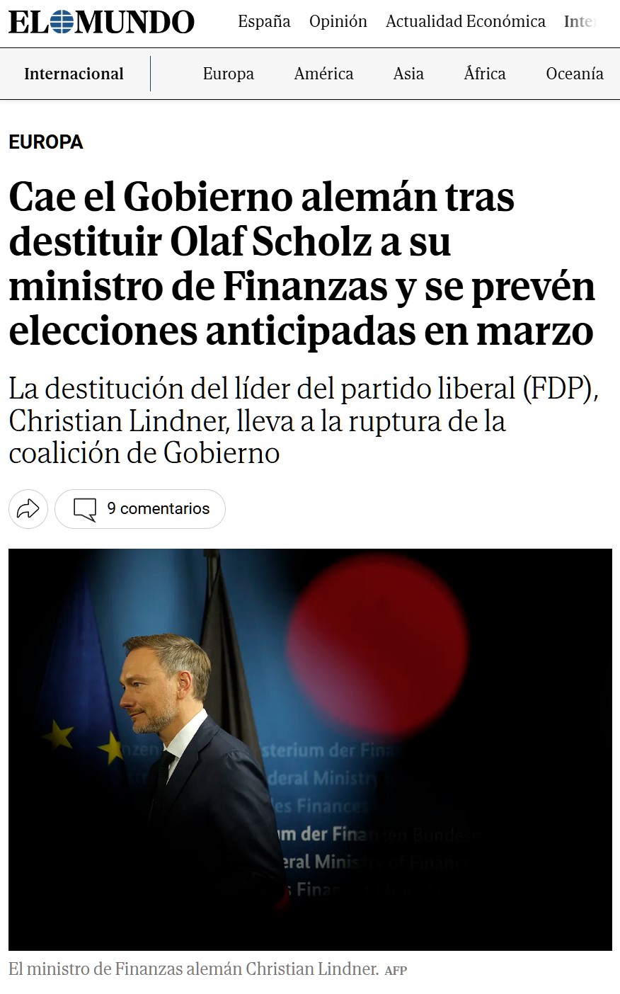 Cae el gobierno Alemán.