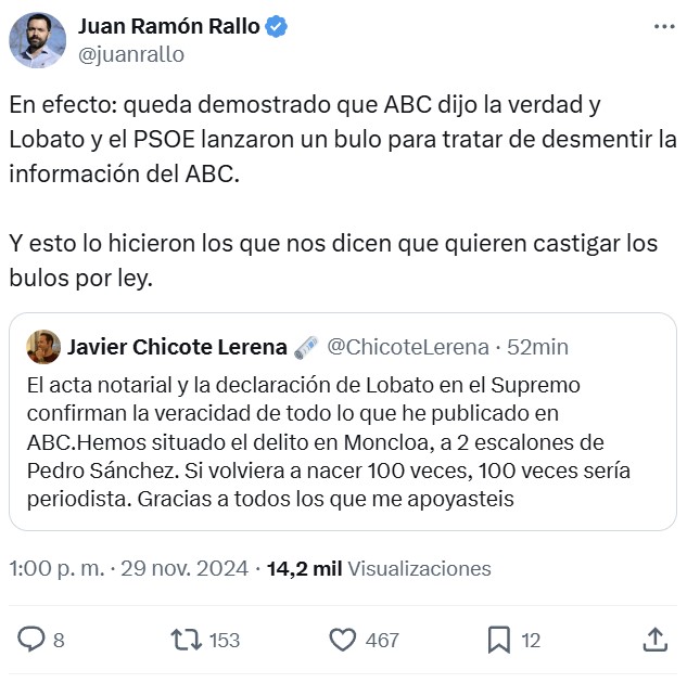 Se confirma que la noticia de ABC sobre Juan Lobato era 100% real.