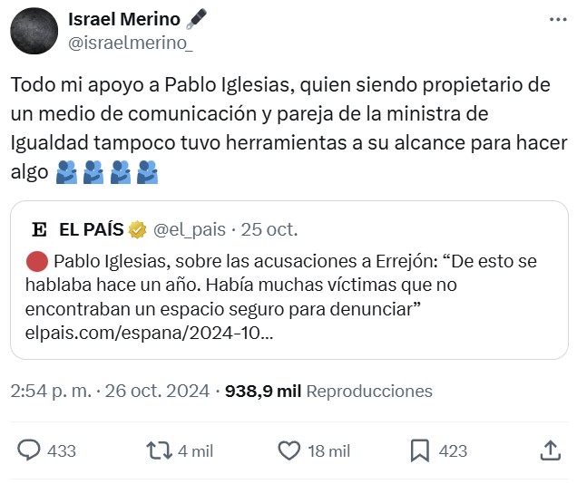 Pablo Iglesias no pudo destapar un caso de abuso sеxuaI porque no había "espacios seguros" para hacerlo.
