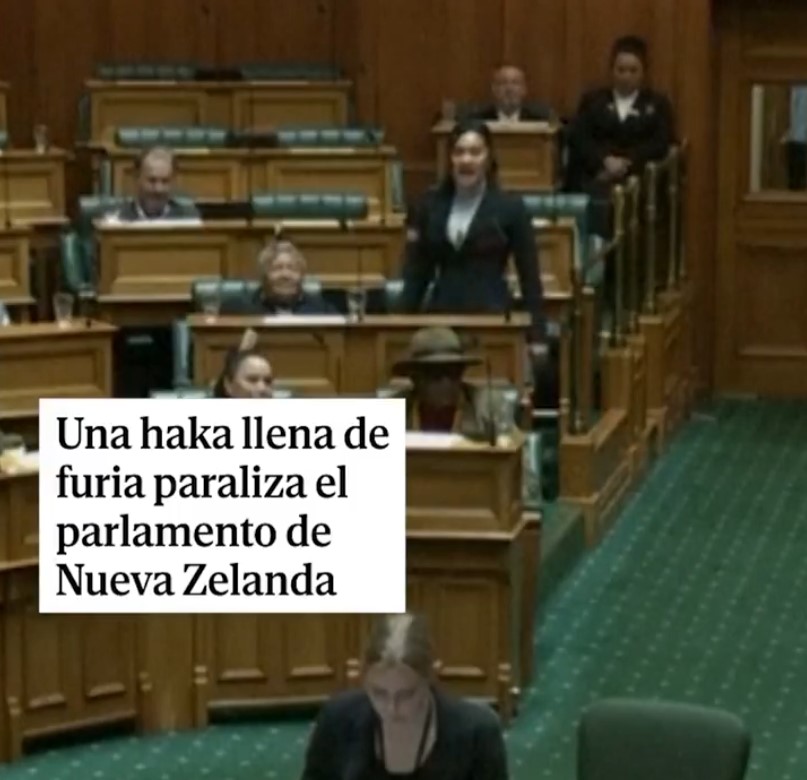 Una protesta maorí paraliza el parlamento de Nueva Zelanda.