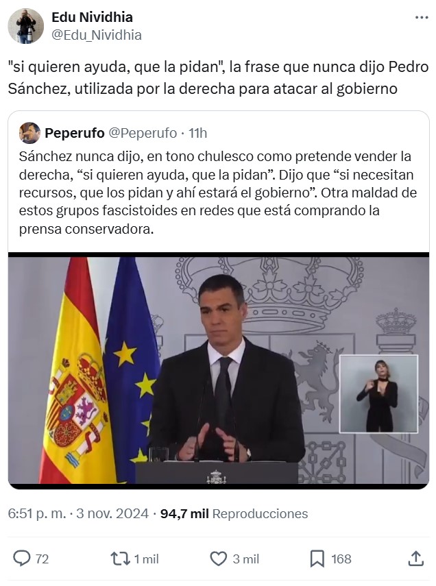 Nuevo vídeo de Pedro Sánchez teniendo que abandonar Paiporta.
