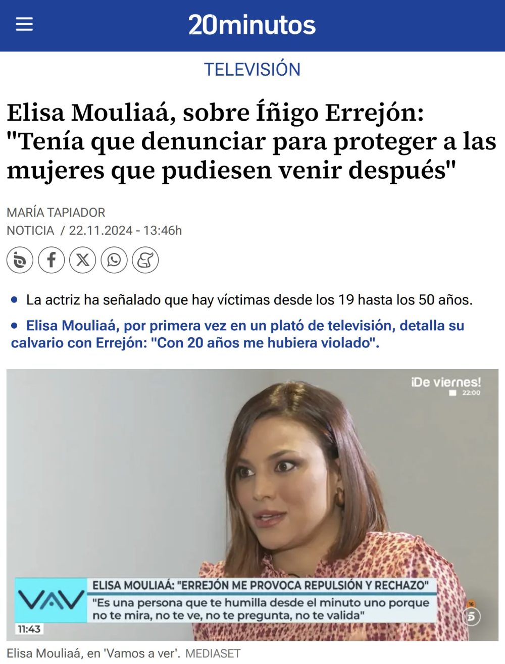 Tres años tardó, la muchacha, en tener ese ramalazo de "sororidad"...
