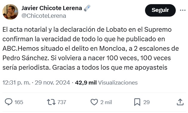 Se confirma que la noticia de ABC sobre Juan Lobato era 100% real.