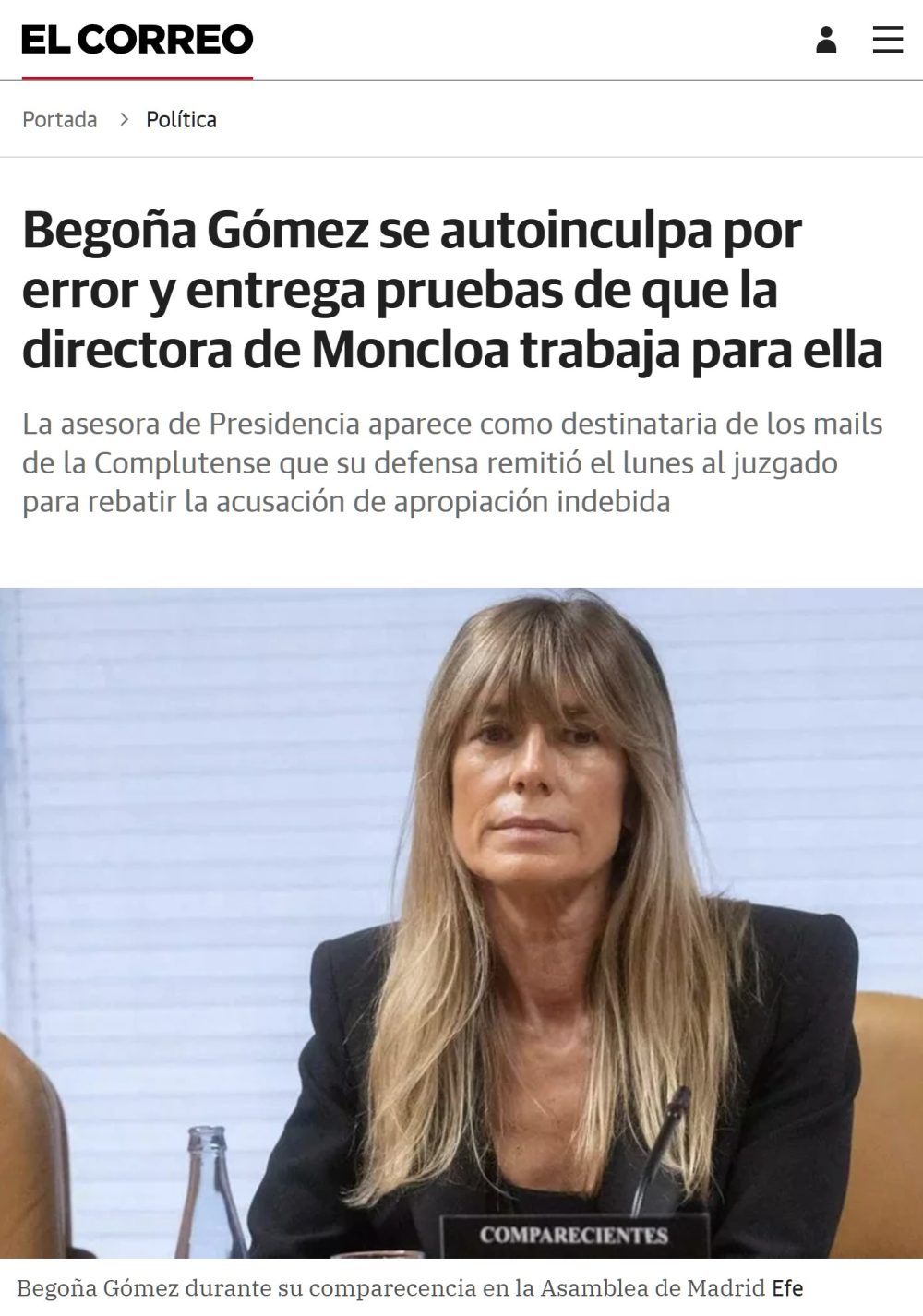 Begoña Gómez mete la pata y se autoinculpa sin querer.