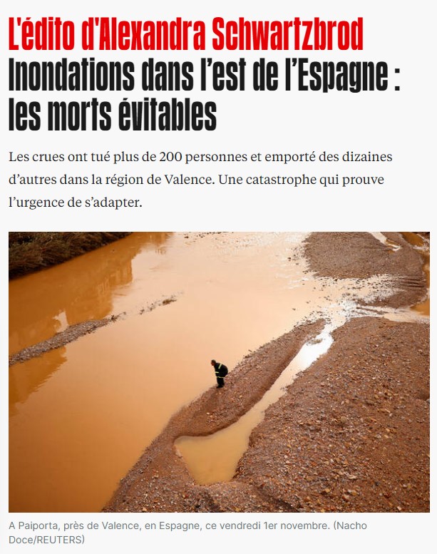 Inundaciones en el este de España: muertes evitables (Francia)
