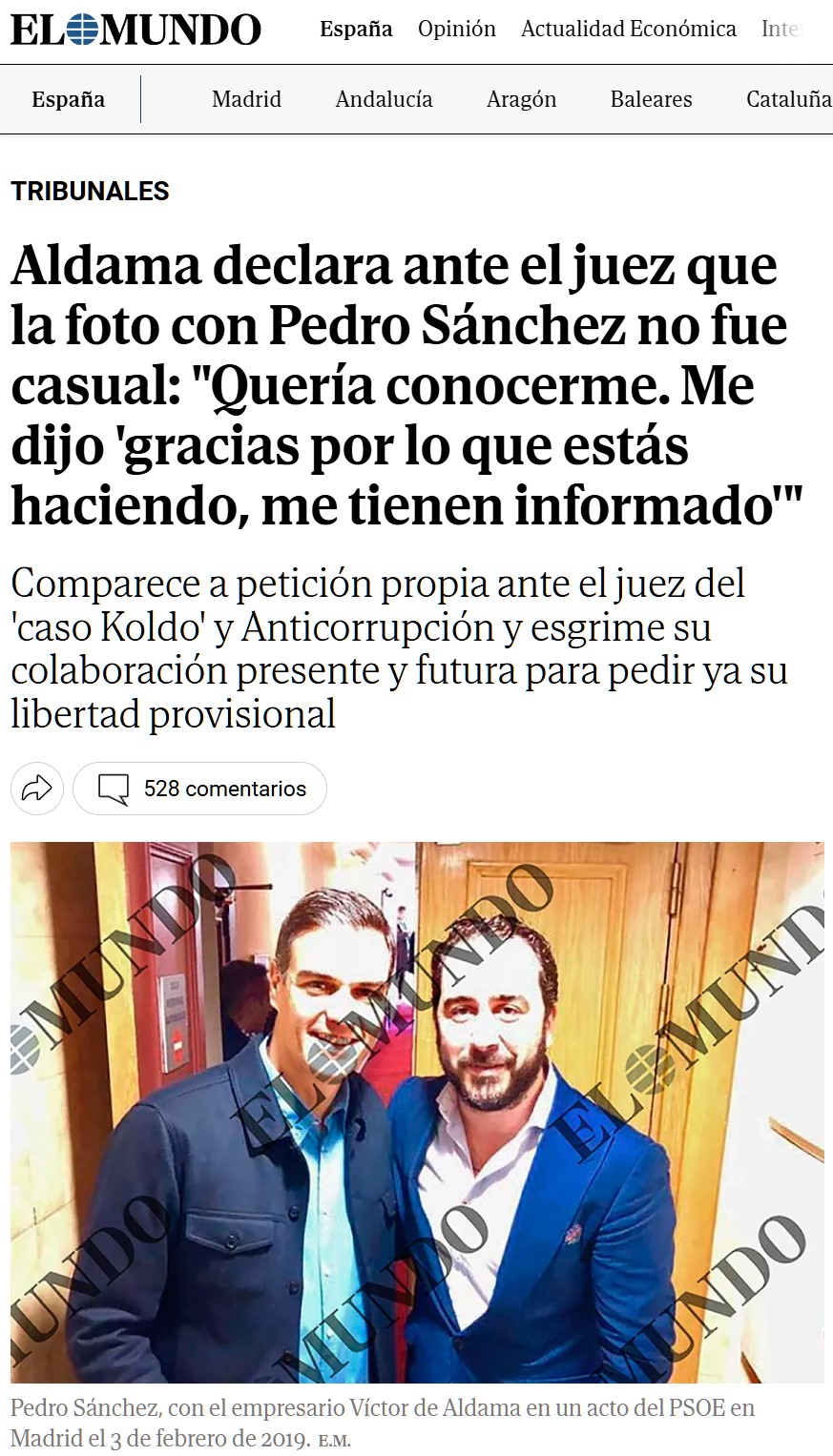 Aldama ha cantado, implicando a Pedro Sánchez y a Begoña Gómez.