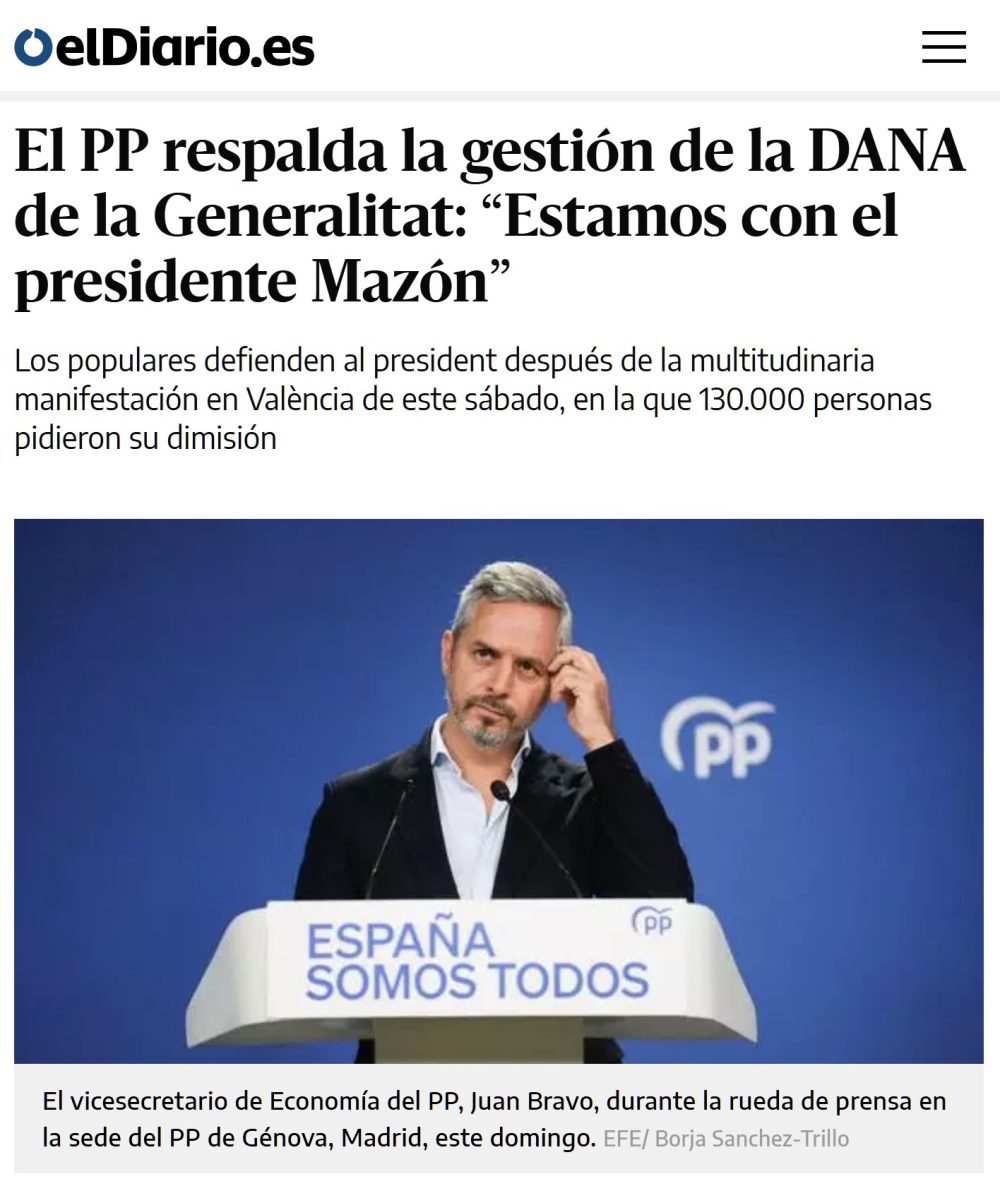El PP respalda la gestión de Mazón.